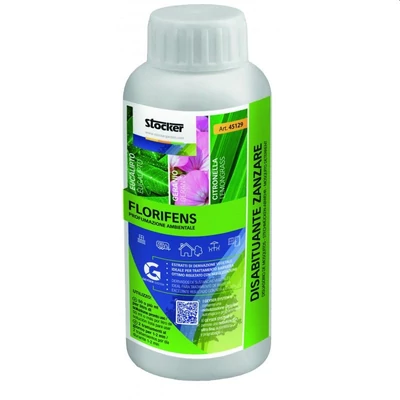 Stocker Florifens szúnyogriasztó folyadék 250 ml-es fehér flakonban, színes termékcímkével