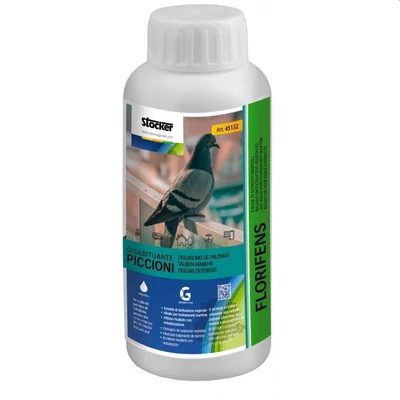 Stocker Florifens galambriasztó koncentrátum 250 ml-es fehér flakonban, galambot ábrázoló címkével